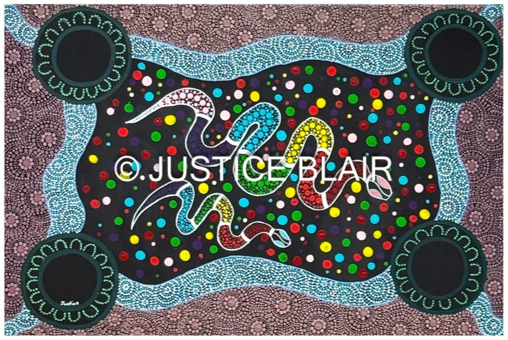 Painting of two rainbow serpents